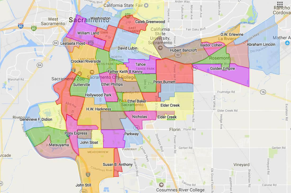 Sacramento Zip Code Carte californie